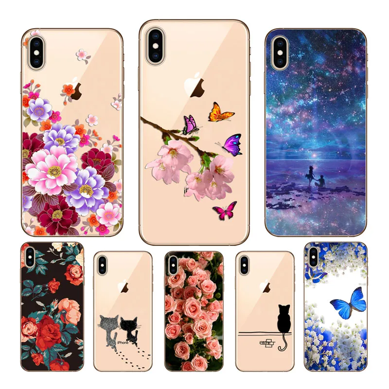 Чехол для iphone xr чехол телефона с принтом XS Max XR X мягкие чехлы цветная капа xs max x
