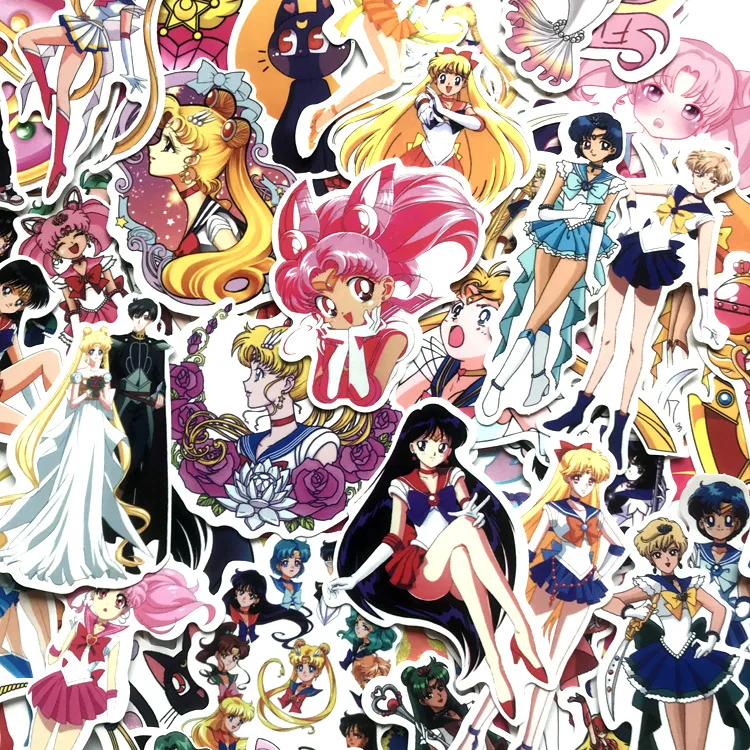 75 шт. наклейка на чемодан Sailor Moon милый мультяшный чехол колесиках с изображением