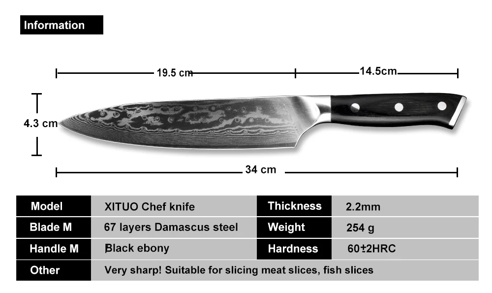 XITUO " дюймовый профессиональный нож шеф-повара японский VG10 Дамаск Мясо филе нарезки говядины Santoku трехмерной Кливер, новинка
