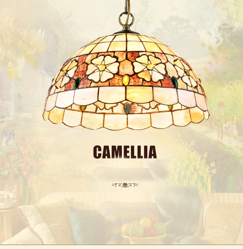 

Mediterranean Style Tiffany Shell Ceiling Lamp 20/25/30/35/40cm E27 AC 110-240V LED Ceiling Lights Luminarias light fixture