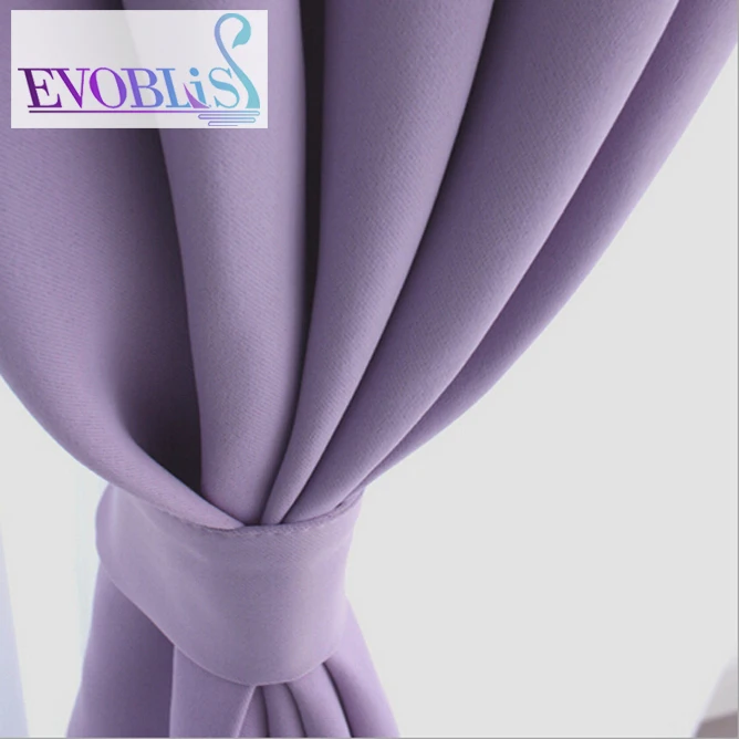 

2016 new Korean double-sided matt solid color purple physical full blackout curtains custom
