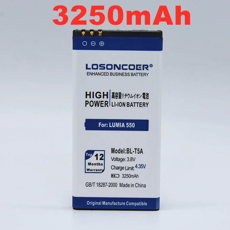 

LOSONCOER 3250mAh BL-T5A Battery Replacement Li-ion for Nokia Microsoft Lumia 550 730 735 738 Superman RM1038 RM1040