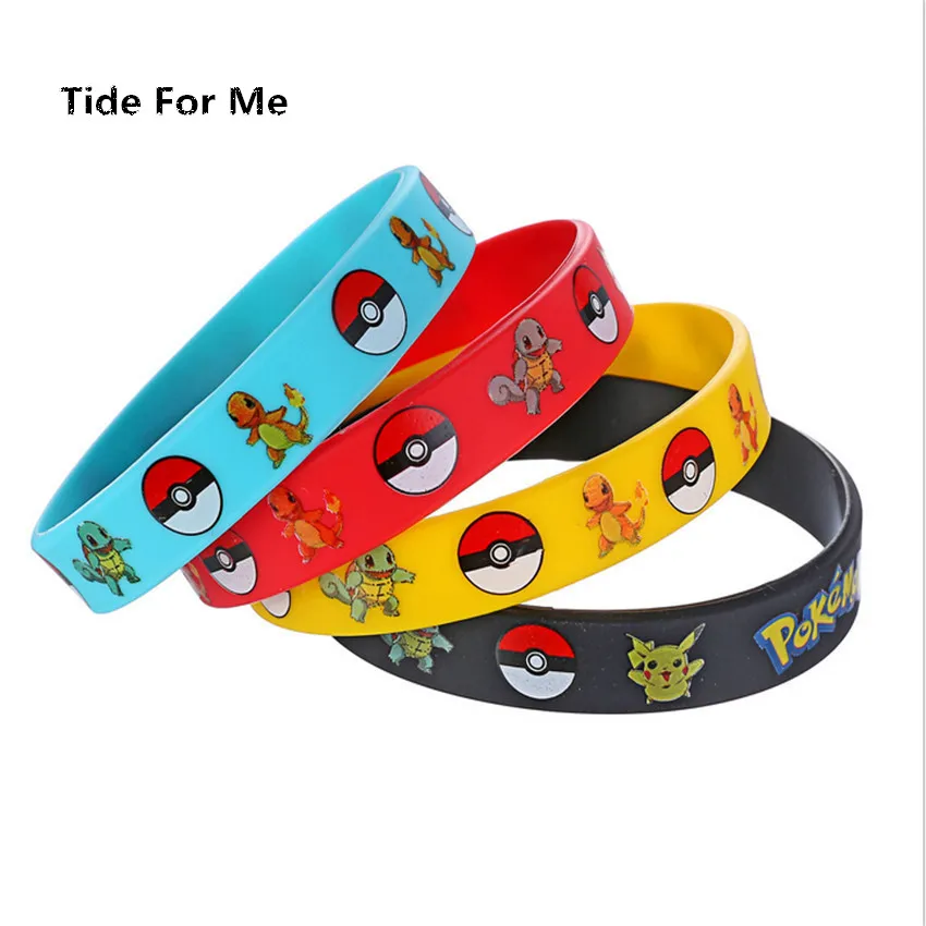 80 шт/лот модные шармы игровой браслет Pokemon GO силиконовые браслеты для мужчин и детей черные резиновые браслеты для женщин сувенир