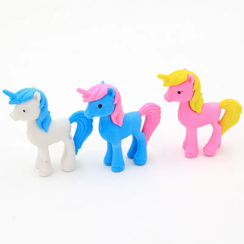 

2pcs Creative unicorn horse animal pencil eraser Cute animal removable rubber eraser kawaii stationery school supplies kids gift
