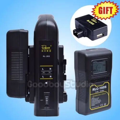 

2PCS Rolux RLC-160S 160WH S0ny LCD Li-ion Battery + 2KS V-mount Dual Charger Kit