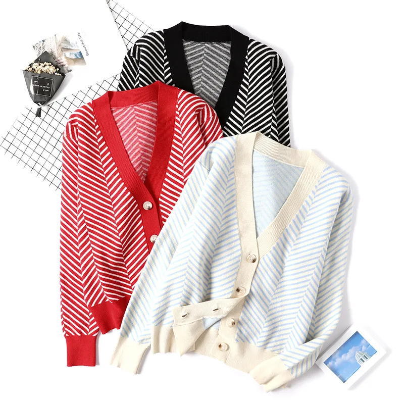 

2019 Women Cardigan Sweater 2018 Autumn Winter Ribbed Knitted Cotton Tops Black White Cardigans Ladies Sweater Soft Outwear