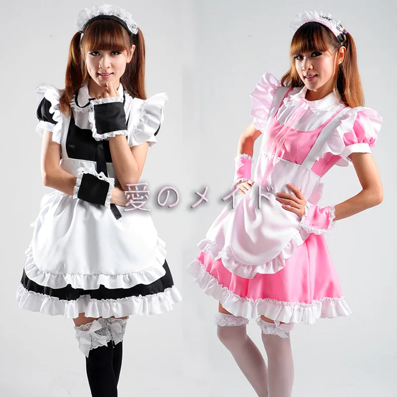 Lolita Cute Apron Maid Dress Meidofuku Uniform Outfits Anime Cosplay