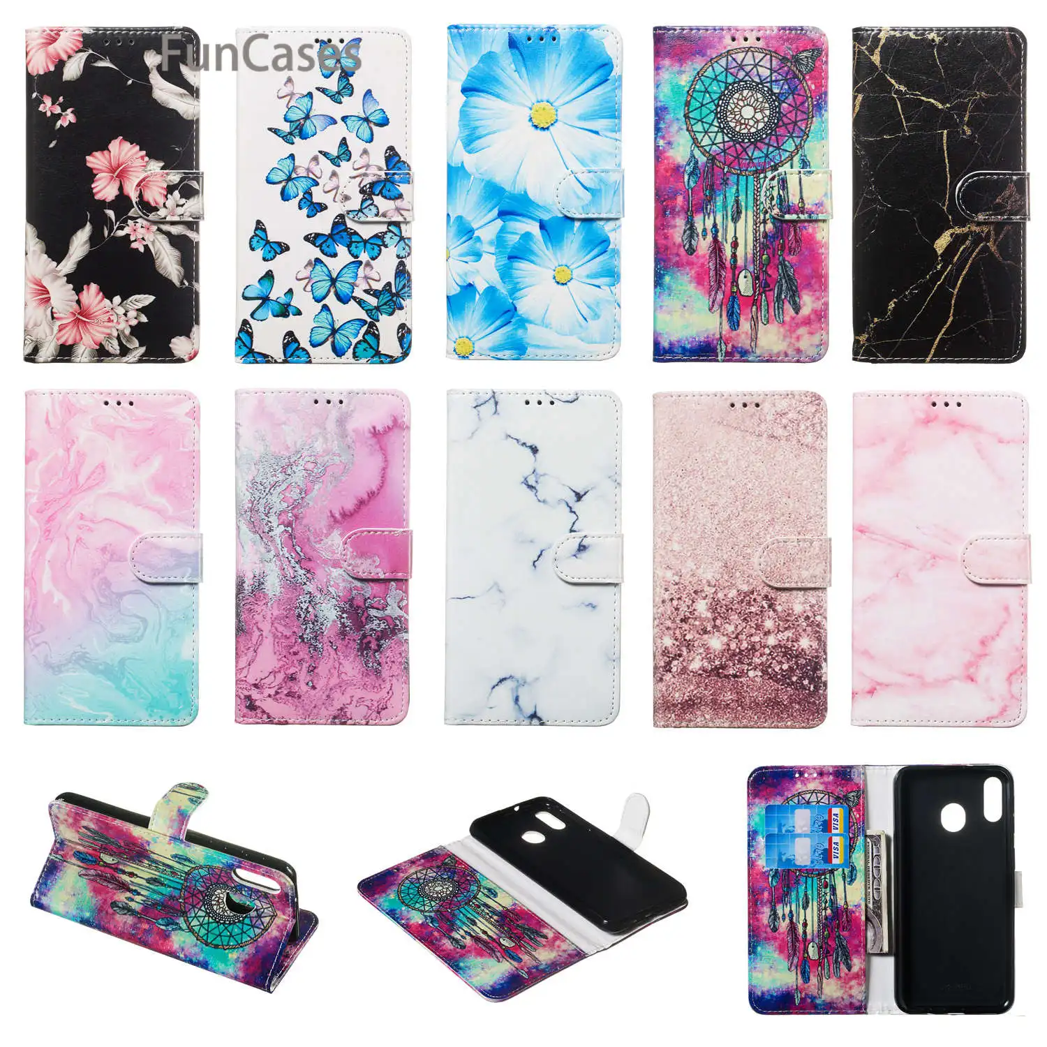 Rose Gold PU Leather Flip Phone Bag For para Samsung M20 sFor Galaxy capinha Telephone Book Cases Hoesje | Мобильные телефоны и