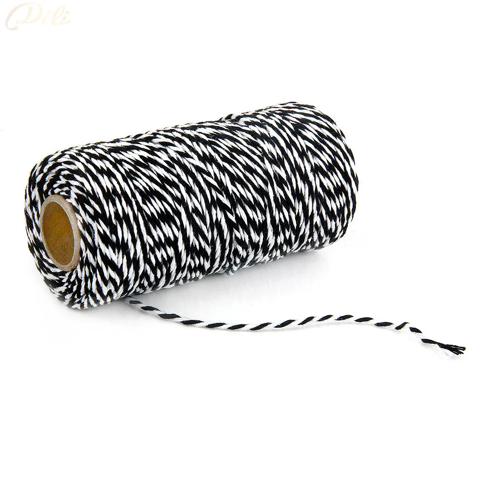 2mm 100 meters/roll black and white cotton bakers twine string cord 2mm  cotton line for Gift Packing Craft - AliExpress