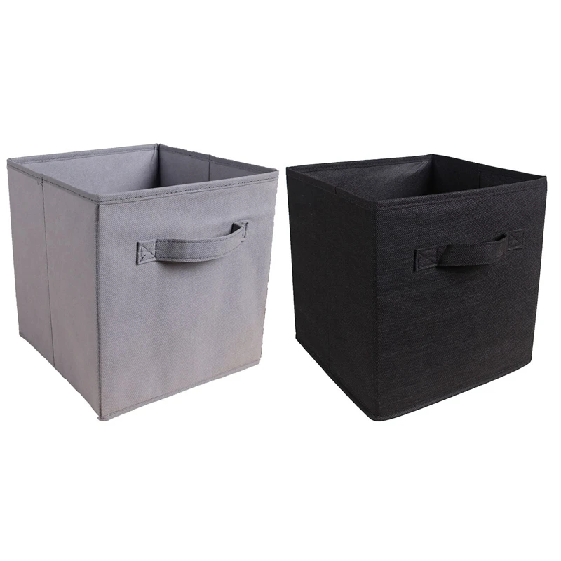 Foldable Fabric Storage Box Square Bins Cloth Organizer Storage Baskets Folding Nursery Closet Drawer Features Dual Handles