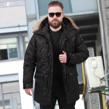

-40 Degree Cold Resistant Russia Winter Jacket Men Top Quality Genuine Fur Collar Thick Warm White Duck Down Men's Winter Coat