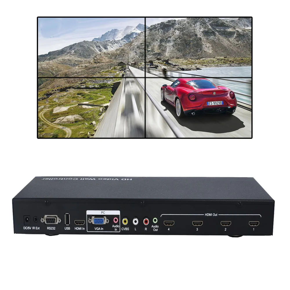 PUZHIJIE PZJ VW02 HDMI видеонастенный контроллер поддерживает 1 вход 4 выхода USB VGA