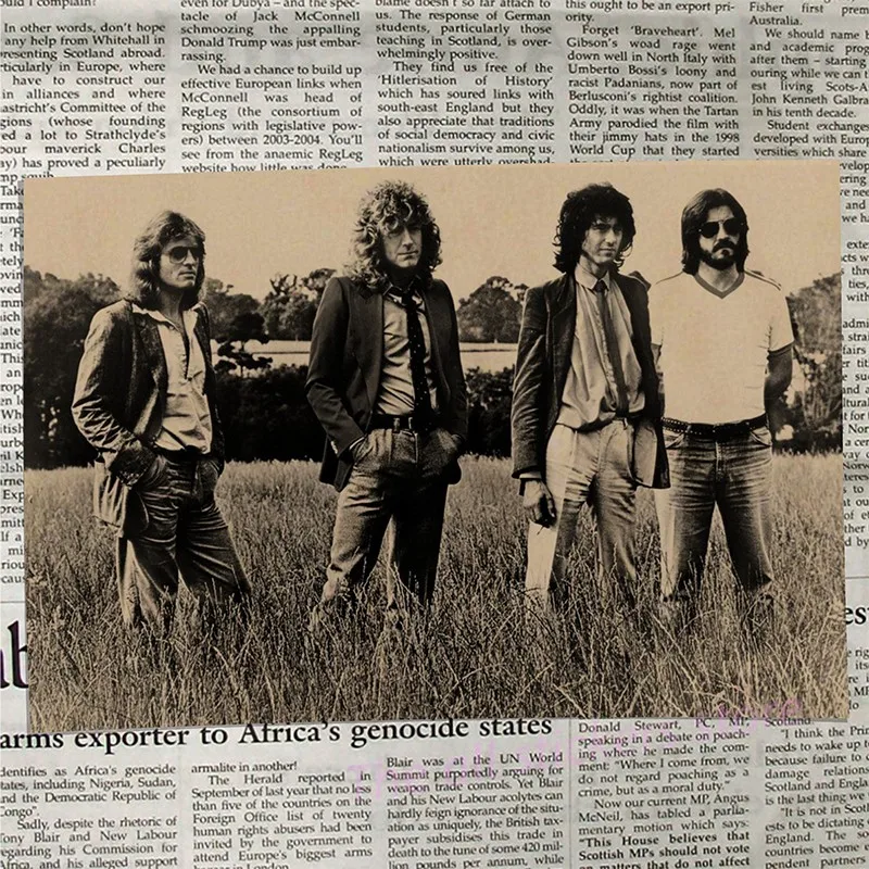 Led Zeppelin рок-музыка постеры для украшения дома винтажные стильные настенные наклейки Abooly бренд/6027 - Цвет: 10