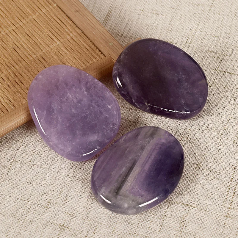 

2pcs Natural Handmade Big Size Voilet Amethyst Massage Palm Stone 20-26 g Crystal Reiki Quartz Healing Chakra Health Care