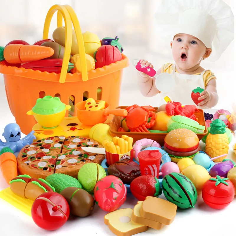

Children's kitchen play house toy vegetable bread fish cut cut fruit children's educational toys