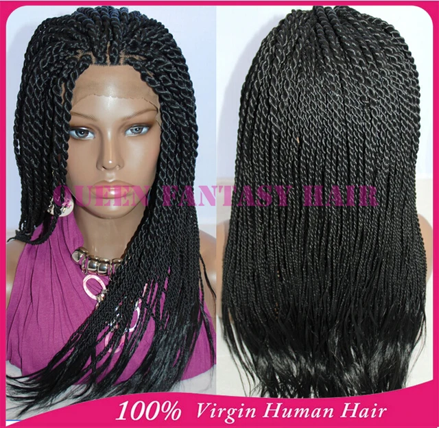 Cheap synthetic braided wigs African American kanekalon kinky twist
