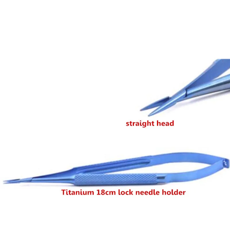 Titanium-microsurgical-strumenti-18-cm-testa-dritta-chirurgico-dispositivo-di-blocco-porta-aghi-oftalmica