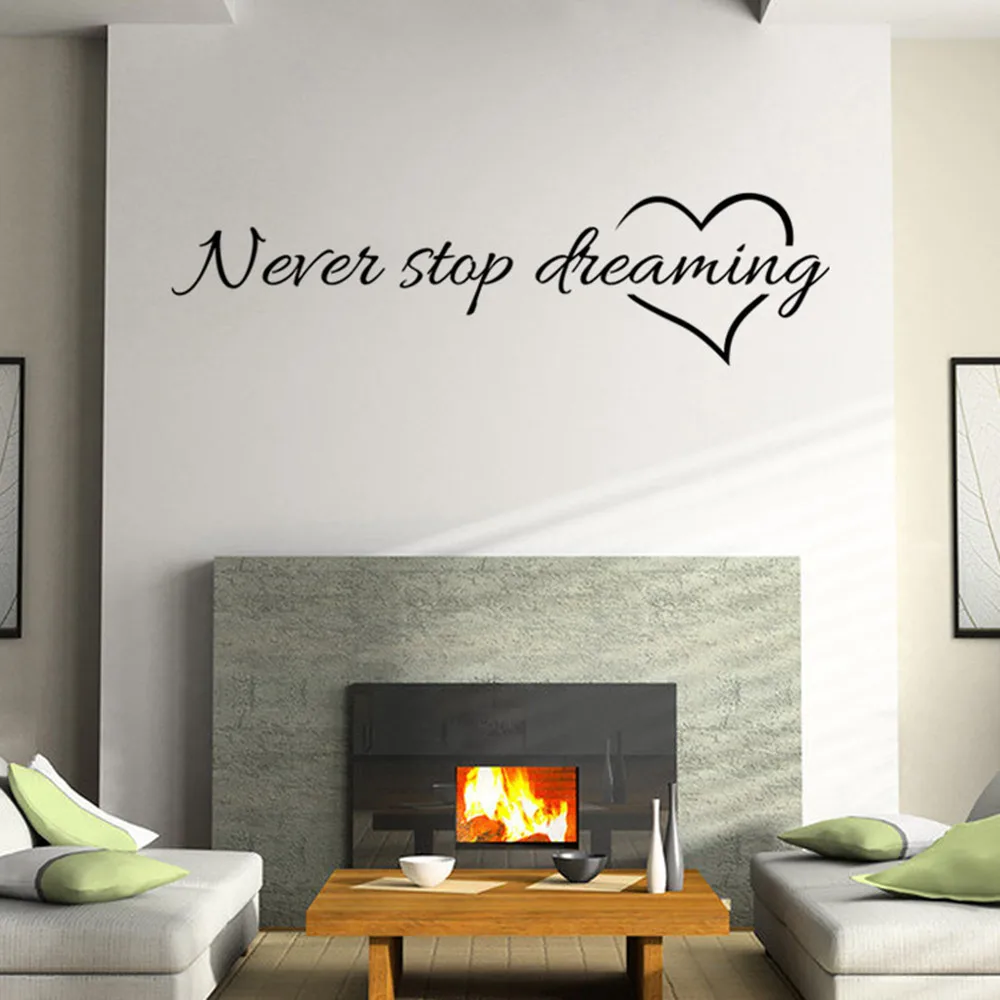 Съемный художественный виниловый настенный стикер с надписью «Never Stop Dreaming» для декора дома и комнаты