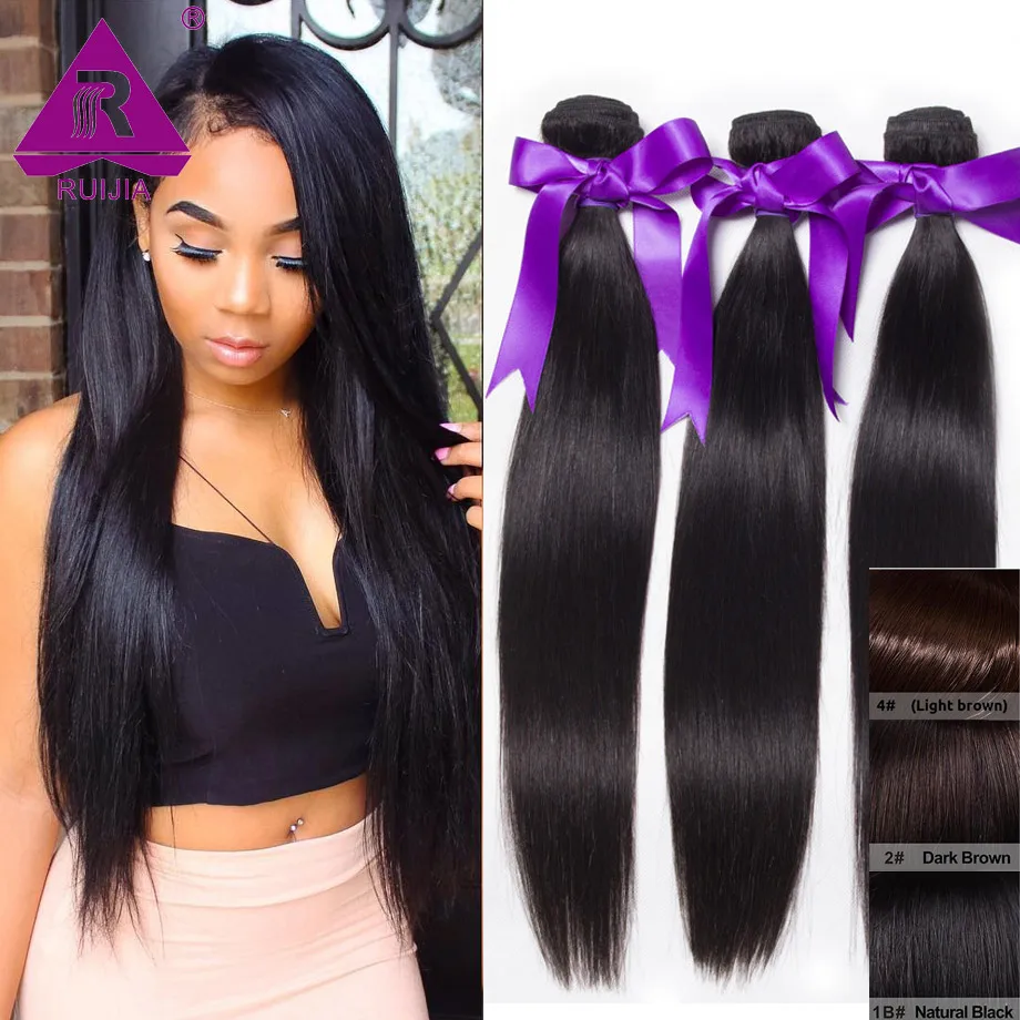 Peruvian Remy Virgin Hair Weave Straight 100 Human Hair Weaving 3