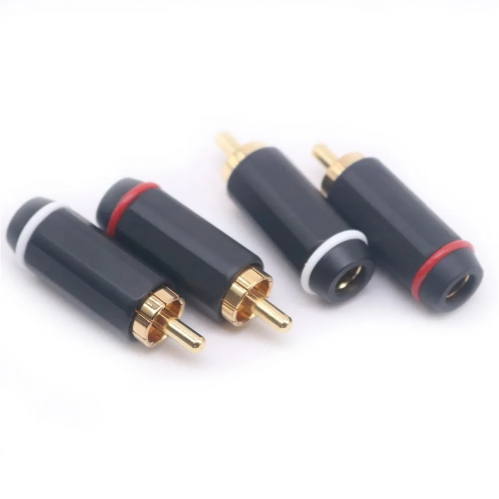 

4pcs DIY HIFI HI-END Audio Video AC Cable 7mm Gold Plated RCA Plug Connector jack