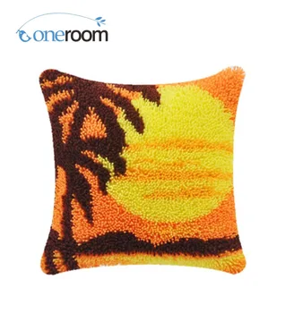 

BZ348 Sunset Scenery N Hook Rug Kit Pillow DIY Unfinished Crocheting Yarn Mat Latch Hook Rug Kit Floor