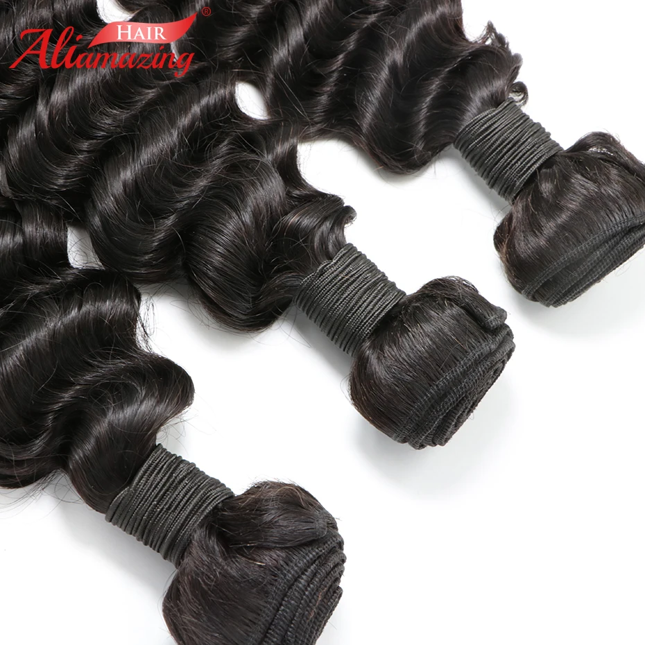 Али удивительные волосы глубокий волна перуанской пучки волос плетение 1 шт. человеческих волос Связки Расширения натуральный черный # 1B