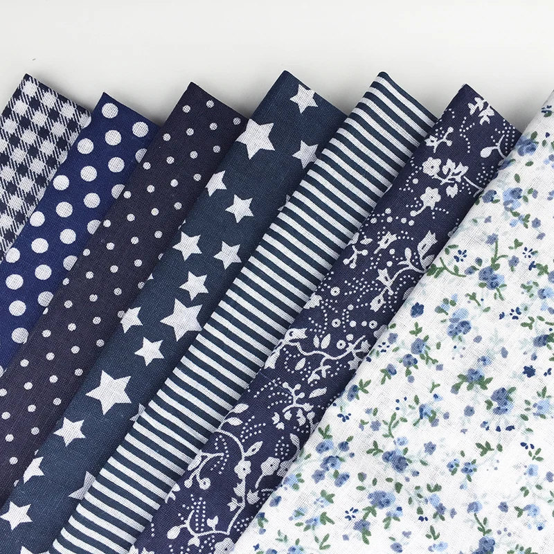 30cm*30cm 7pcs/lot Navy Blue100% Cotton Fabric For DIY Sewing Patchwork Quilting Tissue Kids Bedding Tilda Doll Cloth Textiles