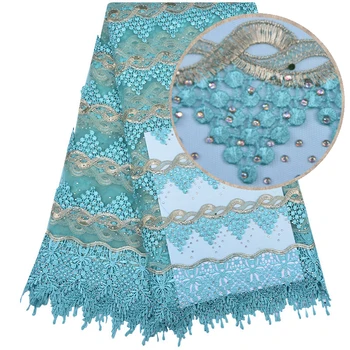 

2018 High-end Fashion French Lace Fabric African Tulle Embroidered Net Lace Fabric With Plenty Stones For Nigerian Wedding 1160
