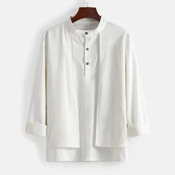 

KLV 2019 men shirt streetwear shirt Fashion Season Button Casual Stand Collor 100% Cotton Shirt Top Blouse free shipping D4