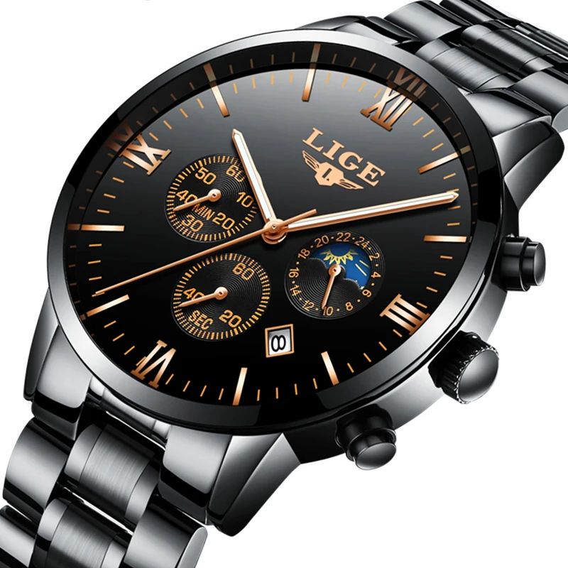 

2017 New Watches Men Luxury Brand LIGE Chronograph Men Sports Watches Waterproof Full Steel Quartz Men's Watch Relogio Masculino