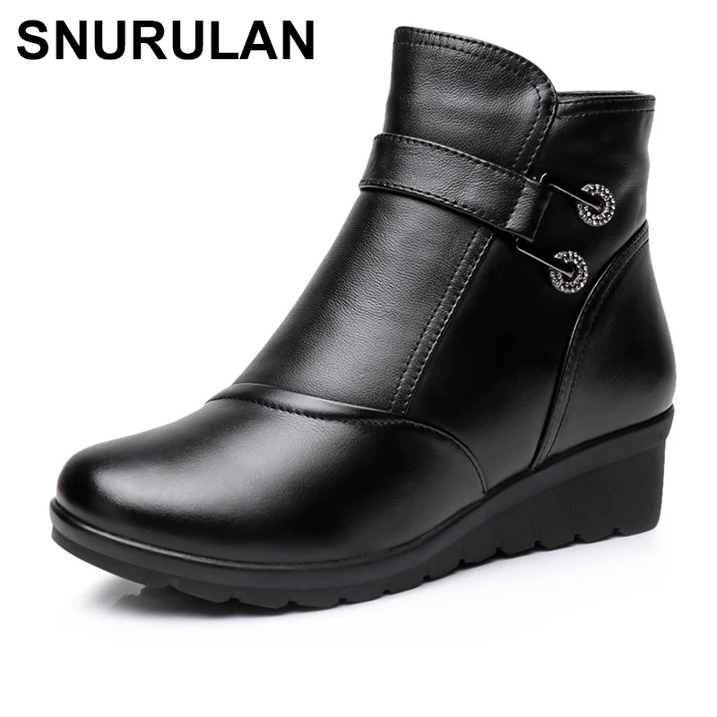 

SNURULANSnow boots shoes women genuine leather large yard winter boots women boots warm plush winter shoes Big Size 35-41E525