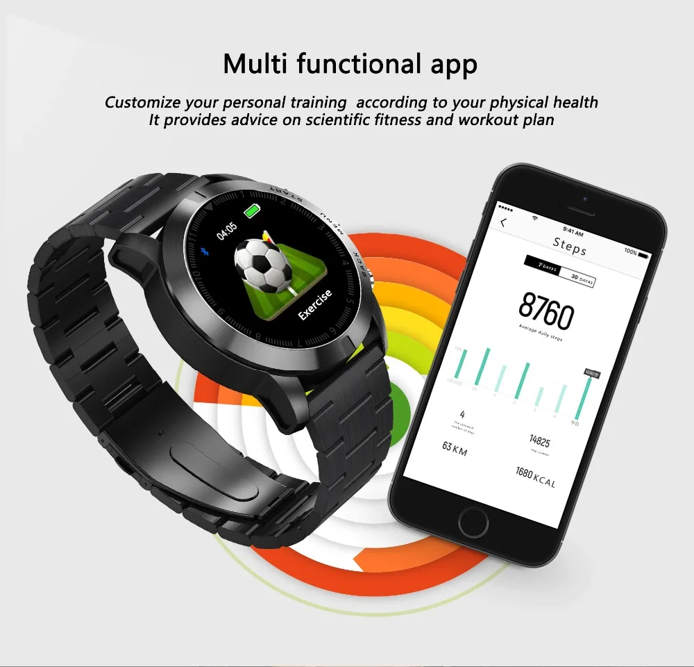 -9 Montre intelligente IP68 étanche Bluetooth 4.2