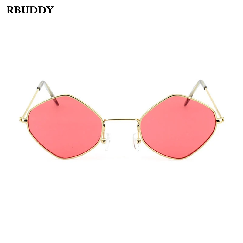 RBUDDY унисекс многоугольные шестиугольные солнцезащитные очки карамельного цвета брендовые Винтажные Солнцезащитные очки зеркальные женские солнцезащитные очки парные очки