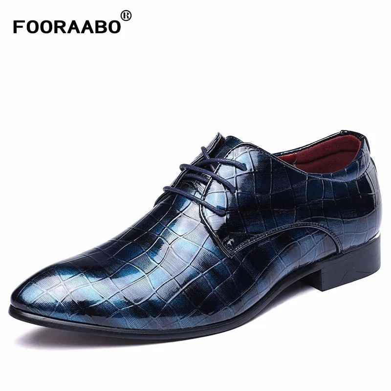 

Men Shoes Patent Leather Formal Dress Fashion Snake Skin Desinger Italian Glossy Male Pointed Toe Brogue Oxford Shoes For Men