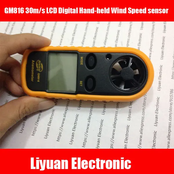 

MIni GM816 30m/s LCD Digital Hand-held Wind Speed sensor Gauge Meter Measure Anemometer Thermometer