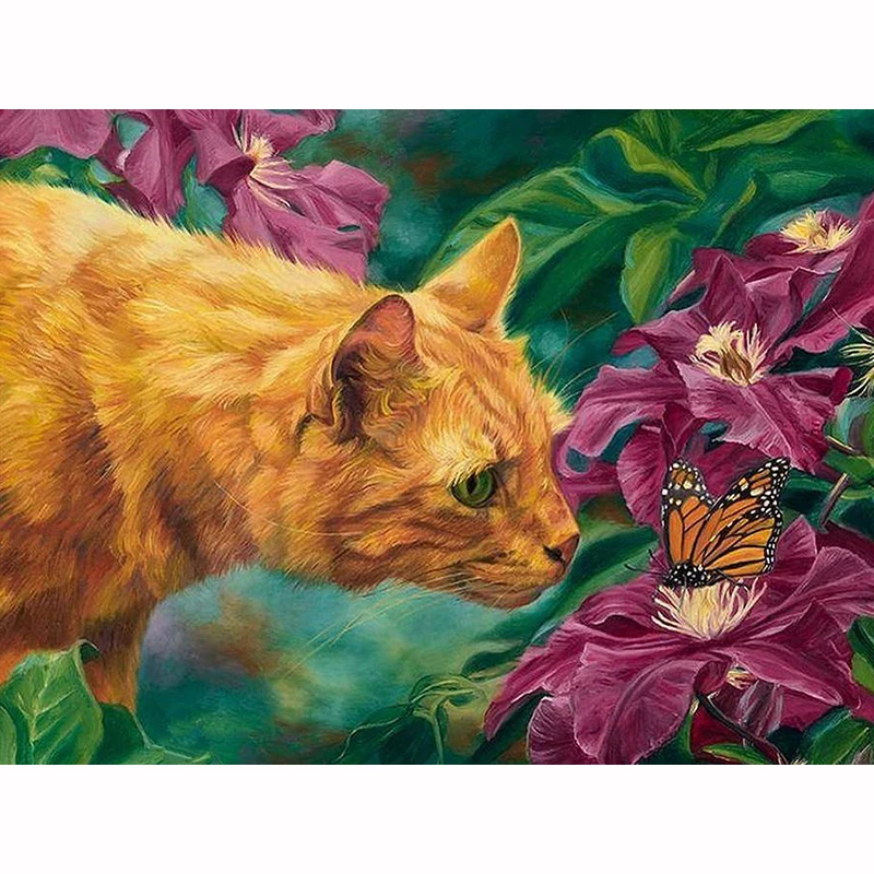 

5D Diamond Orange Cat Cross Stitch DIY Diamond Painting Needlework Diamond Embroidery rhinestones Home Decor love gift
