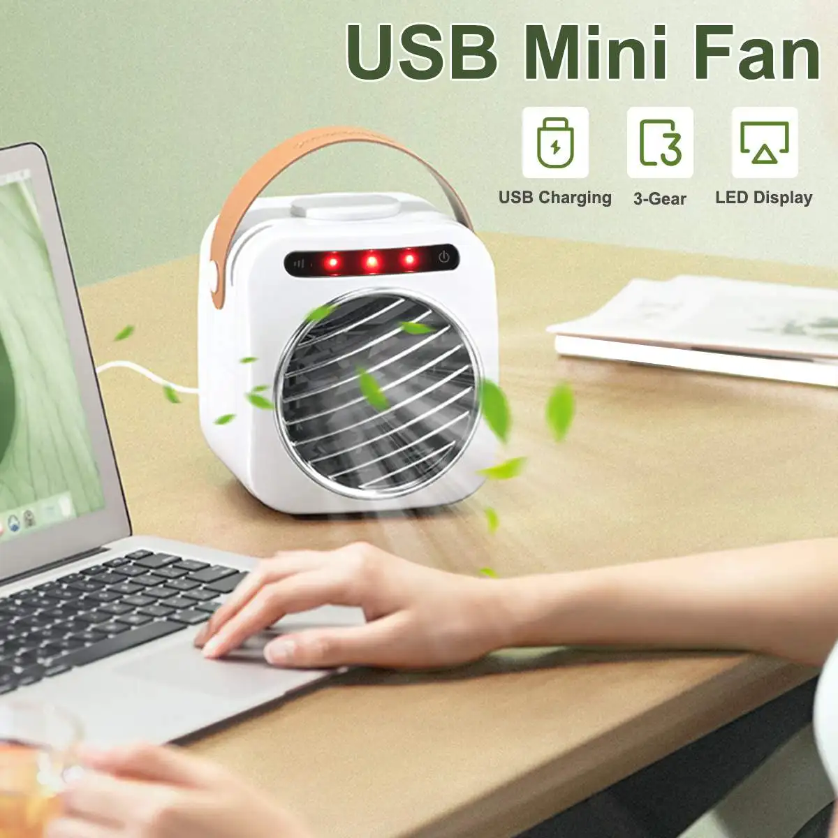

With 350ml Water Tank USB Mini Portable Air Conditioner Fan Desktop Humidification Low Noise Air Cooler Fan Conditioner 5W