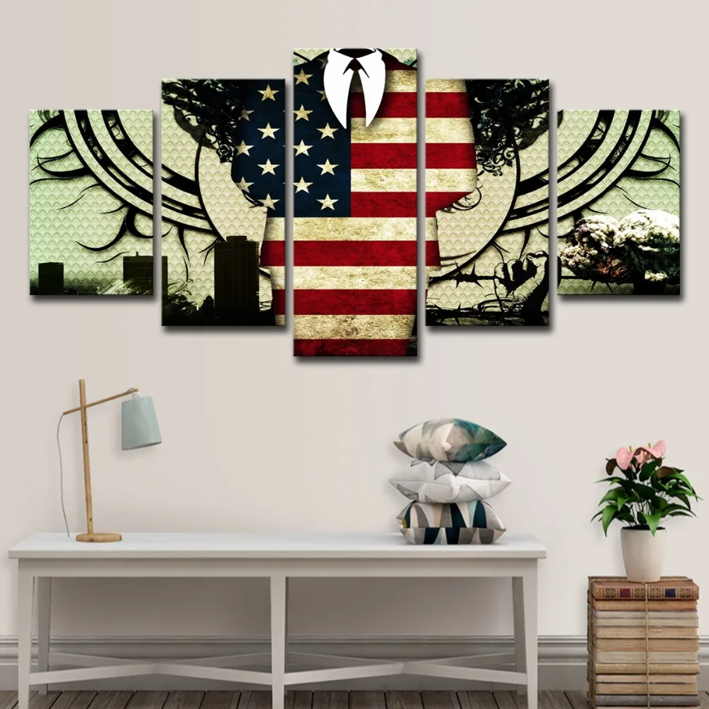 5P2261-HD Printed American Man Painting 5 piece Canvas art Print room decor print poster picture canvas Free shipping (1  (4)