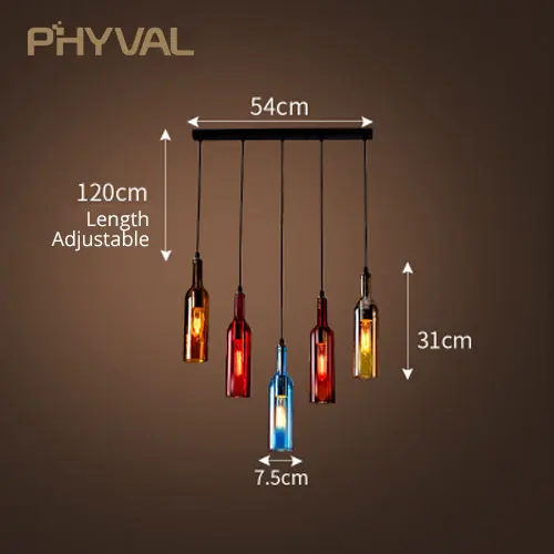 Подвесной светильник для винной бутылки, светодиодный подвесной светильник, креативный подвесной светильник, бар, салон, ресторан, домашний Рождественский Декор, 5 цветов, ночной Светильник - Цвет корпуса: 5 Heads Bar Base