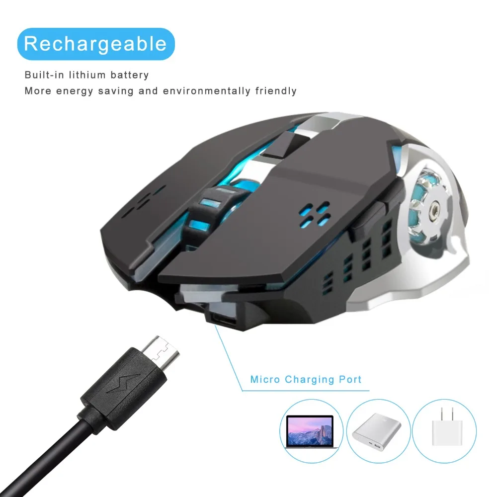 Anmck Wireless Gaming Mouse 2.4Ghz Backlight 4 Colors Rechargeable Professional Computer Gamer Silent Mouse 1600 DPI Adjustable Anmck Wireless Gaming Mouse 2.4Ghz Backlight 4 Colors Rechargeable Professional Computer Gamer Silent Mouse 1600 DPI Adjustable