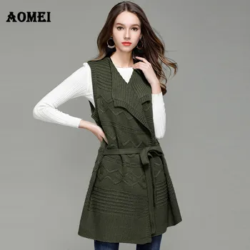 

Cardigan Sweater Waistcoat Women Tops Long Jumper with Sash Lady Autumn Knitwear Jacket Sweaters Colete Wine Red Womens Clothing