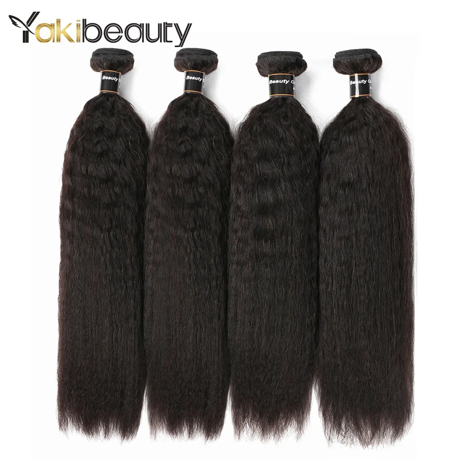 Yaki Beauty Kinky Straight Hair Weave 1/3/4 Bundles Coarse Yaki Human ...