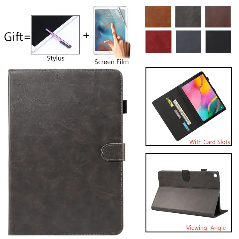 Luxury Case For Samsung Galaxy Tab A 10.1 inch T510 T515 SM-T515 T510 Cover Funda Tablet PU Leather Stand Shell+Film+Pen