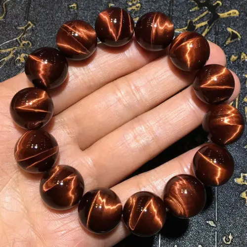 

100% Natural Brazil Red Tiger Eye Gemstone Round Beads Bracelet 14mm For Women Men Strong Cat Eye Crystal Drop Shipping AAAAA