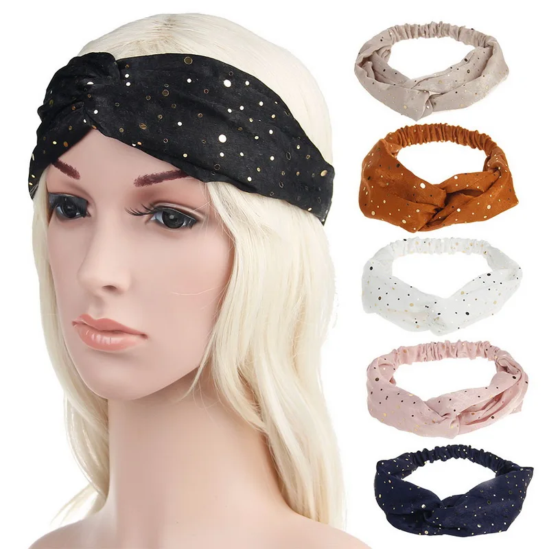 Ladies Cross Headbands Women Fashion Hairband Sequins Deco Head Band