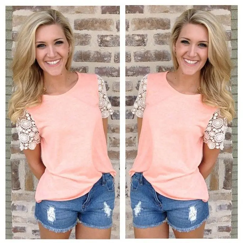 

Fashion Women Summer Loose Short Sleeve Casual Shirt Tops Blouse PLUS SIZE S_XL