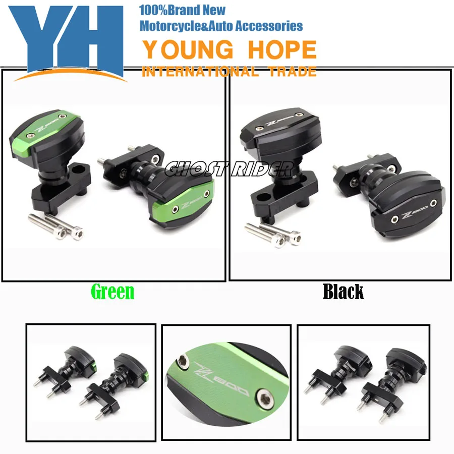 

Motorcycle CNC Aluminum Frame Sliders Crash Pads Protector For Kawasaki Z800 2012 2013 2014 2015 Green