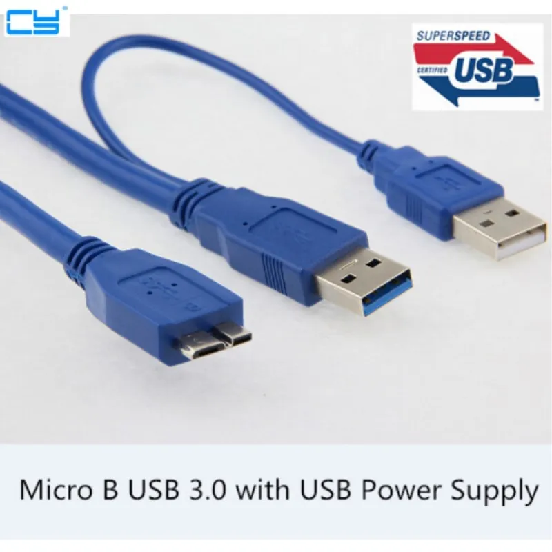 

(200pcs/lot) 5Gbps Micro B USB 3.0 External hard Drive Cable with USB Power Supply For WD Passport Seagate ADATA