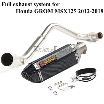 

Motorcycle For HONDA MSX125 GROM MSX 125 Akrapovic Exhaust Muffler Escape Front Link Pipe Full System Slip-on MSX-125 2012-2018
