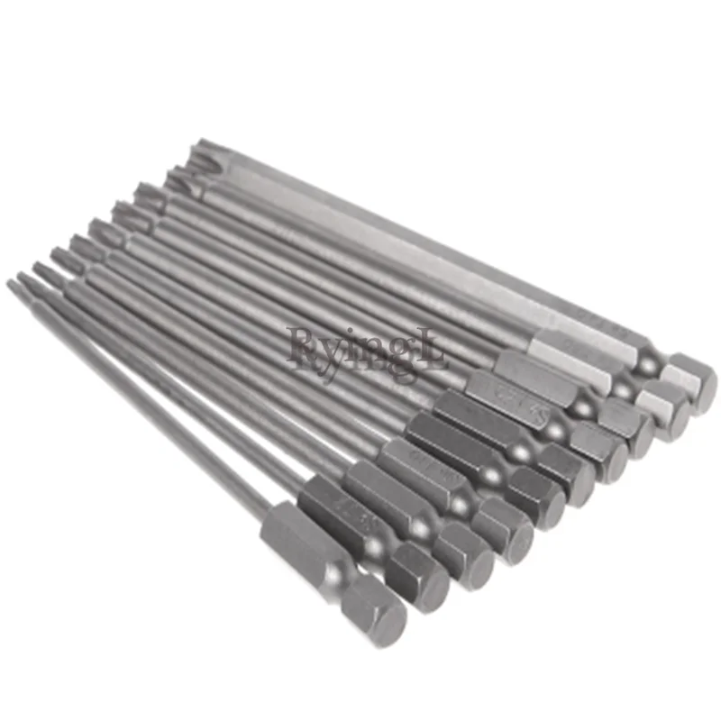 

G1 10Pcs/Set 100mm Long 1/4 Inch Hex Shank Magnetic Torx Screwdriver Bits Set T6 T7 T8 T10 T15 T20 T25 T27 T30 T40